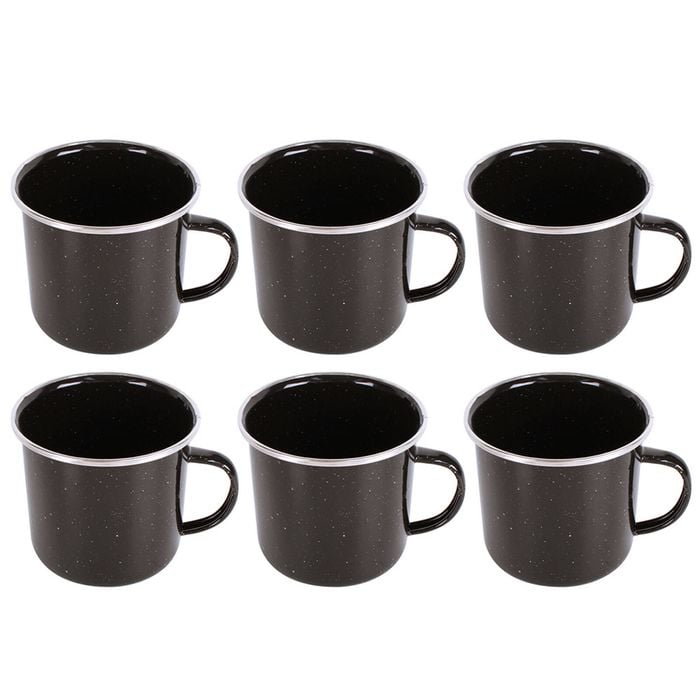 6x Wildtrak Premium Enamel Mug Useful For Outdoor Camping Dining Cookware 10x9cm