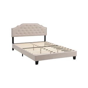 IHOMDEC BEF02 Queen Size Bed Frame Base Mattress Platform Beige