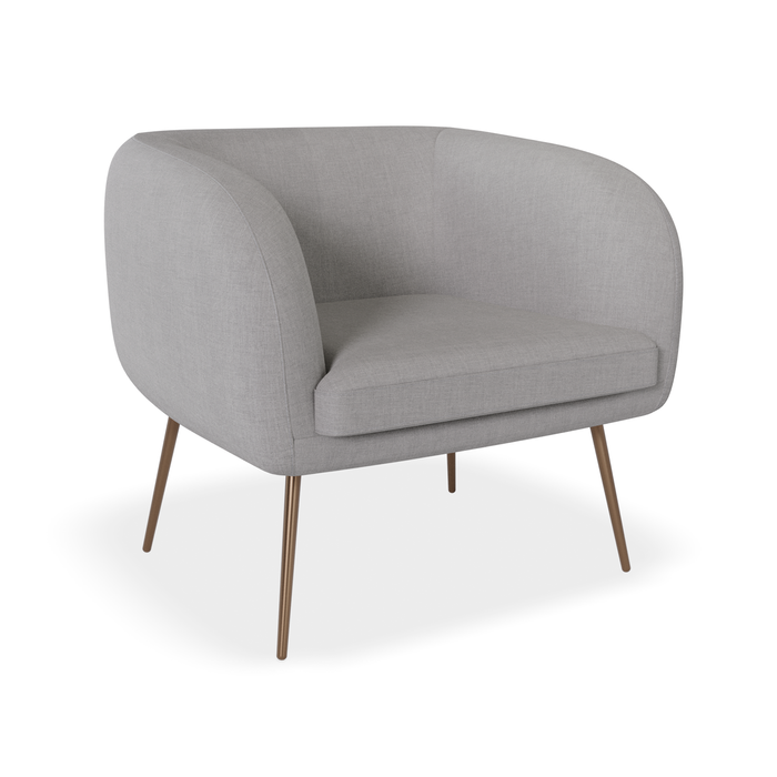 Amour Cloud Grey Armchair - Brushed Matt Bronze Legs