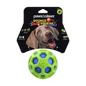 Paws And Claws TPR Cage Ball W/ Squeaker Pet Dog Fetch/Chase Toy 9cm Assorted