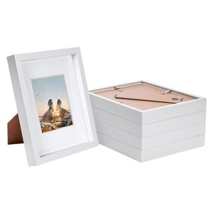 Nicola Spring 8" X 10" White 3d Box Photo Frames - 4" X 6" Mount - Pack Of 5