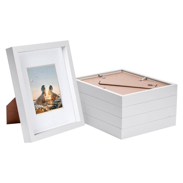 Nicola Spring 8" X 10" White 3d Box Photo Frames - 4" X 6" Mount - Pack Of 5