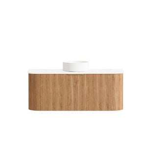 Attica 1200mm English Oak Bentwood Fluted Vanity With Pure White Stone Top