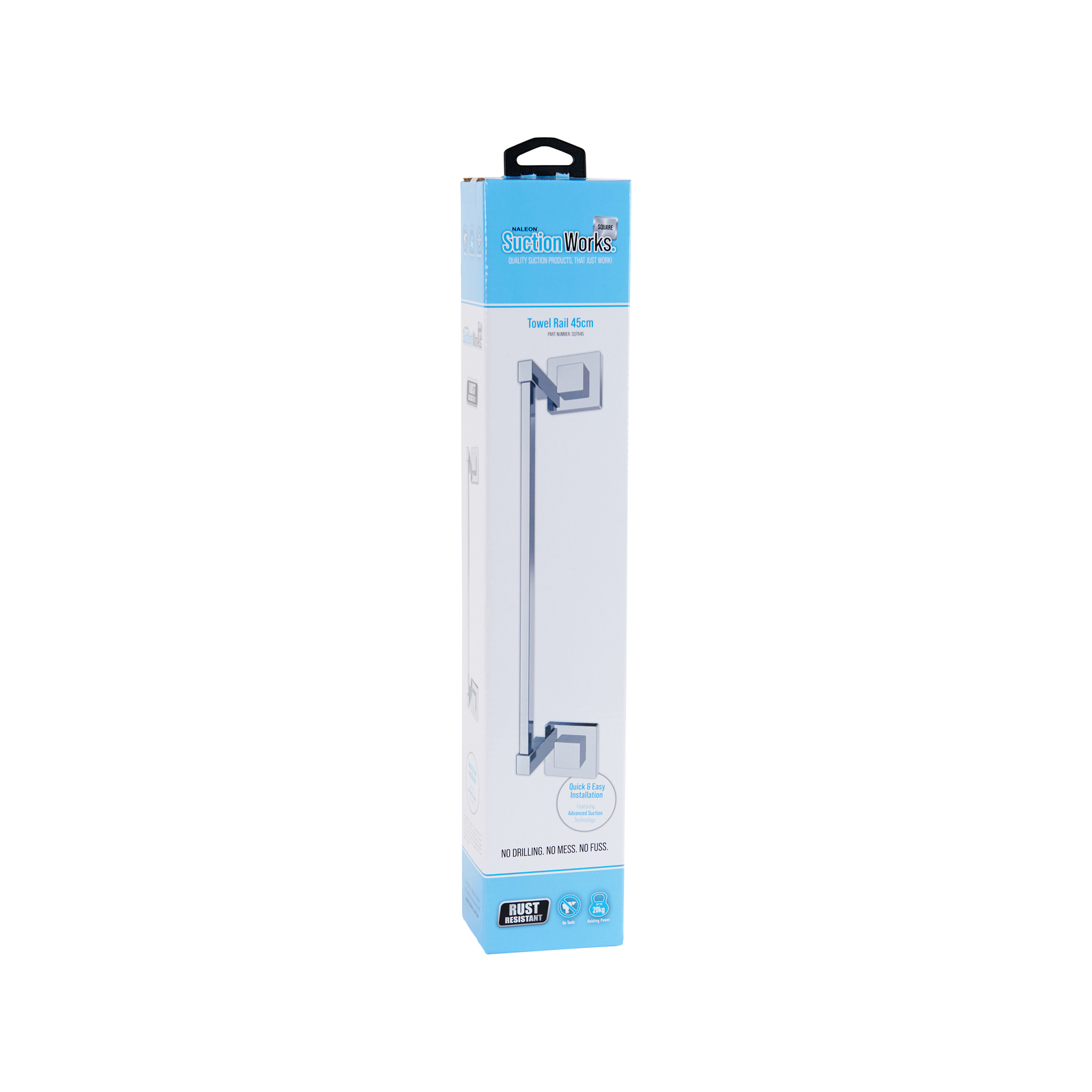 Naleon 45cm Suction Works Square Towel Rail