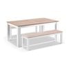 Outdoor Balmoral 1.8M Teak Top Aluminium Table With 2 Bench Seats White