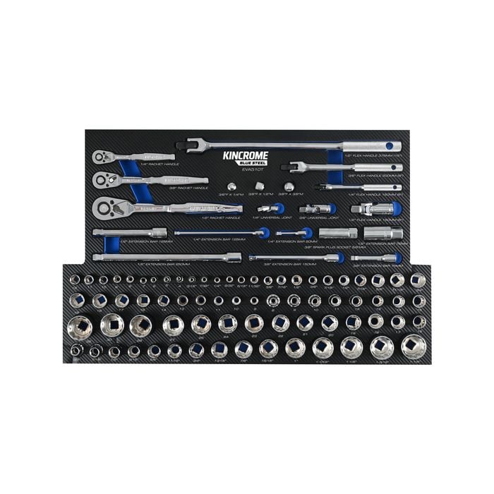 Kincrome BLUESTEEL 92 Piece Sockets & Accessories EVA Tray
