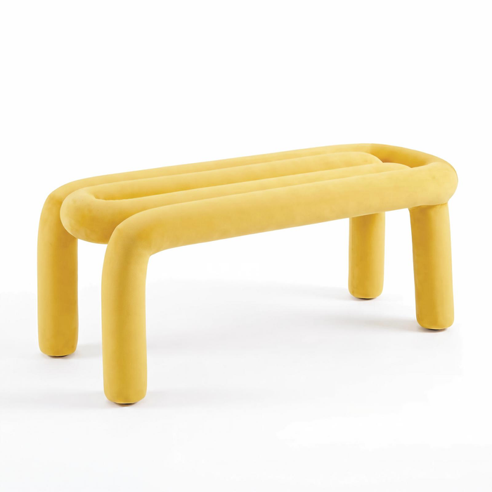 MIUZ Replica Bold Bench Designer Seat Living Room Entryway Furniture - Yellow