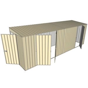 Build-a-Shed 1.5 x 6 x 2m Hinged Door Tunnel Shed With 3 Hinged Side Doors - Cream
