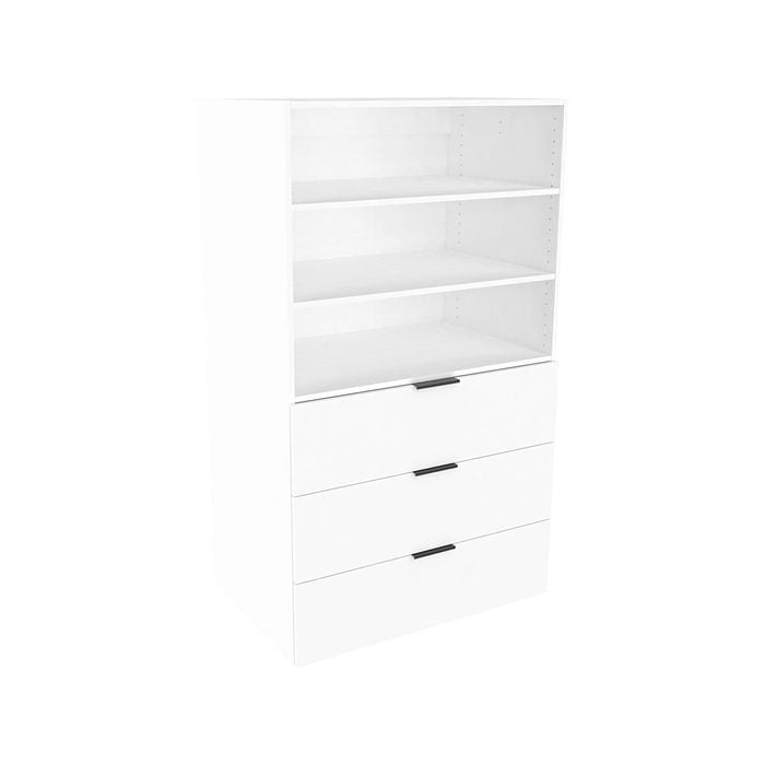 Lugna 1536 x 900 x 580mm White 3 Shelf 3 Drawer Storage Cabinet