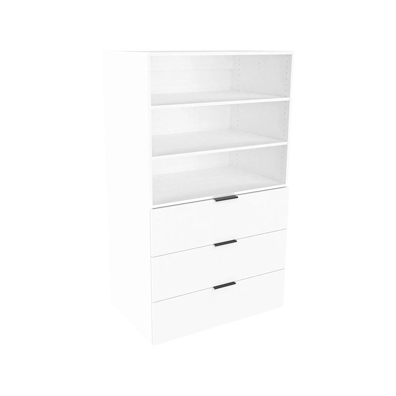Lugna 1536 x 900 x 580mm White 2 Adjustable Shelf 3 Drawer Storage Cabinet