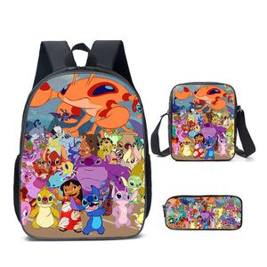 Catzon Cartoon Backpack Set With Shoulder Bag & Pencil Bag Adjustable-o