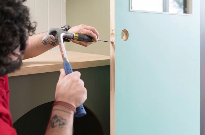 Create a recess in a wooden door 