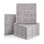 iDEER LIFE Acoustic Foam 12Pcs Sound Absorbing Panels Wall Tiles 3x3 Square (Light Grey)