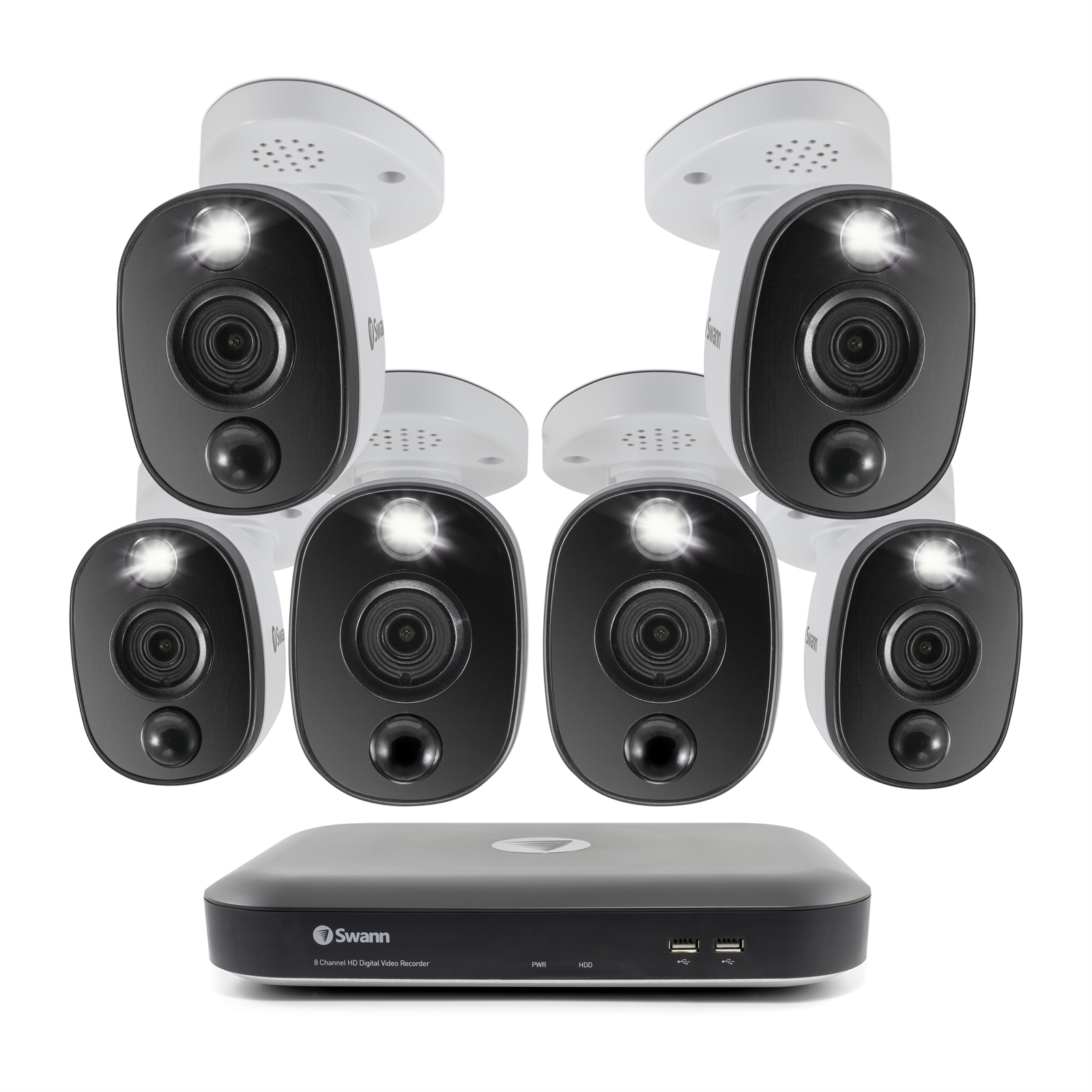 6 Camera 8 Channel 4K DVR CCTV With 2TB HDD And 6 x 4K Heat And Motion Sensing Warning Light Cameras Bunnings Australia