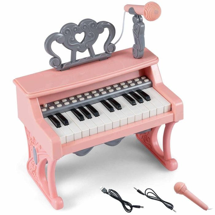 Costway 25-key Kids Electric Piano Keyboard W/microphone Pink