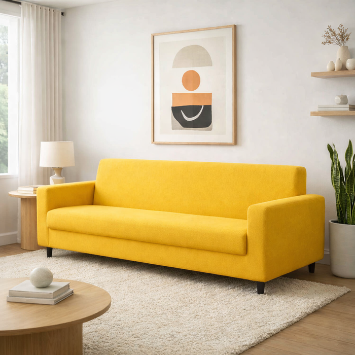 Anyhouz 4 Seater Sofa Cover Plain Yellow Style And Protection For Living Room Sofa Chair Elastic Stretchable Slipcover