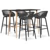 vidaXL Bar Set 5 Piece Black and Grey Dining Furniture Counter Set Garden