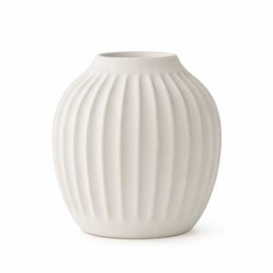 SK Designer Living | Vela Fluted White Ceramic Decorative Vase | 22cm