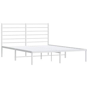 vidaXL Metal Bed Frame without Mattress with Headboard White 135x190 cm