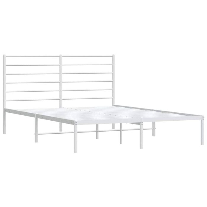 vidaXL Metal Bed Frame without Mattress with Headboard White 135x190 cm