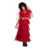 Lydia Deetz Wedding Halloween Halloween Costume Adult Red Gothic Dress with Veil, Large