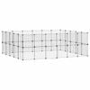 vidaXL 44-Panel Pet Cage Pet Playpen Animal Enclosure with Door Black Steel