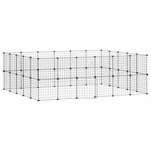 vidaXL 44-Panel Pet Cage Pet Playpen Animal Enclosure with Door Black Steel
