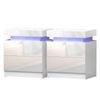 Artiss 2X Bedside Table LED 2 Drawers Lift-up Storage - COLEY White
