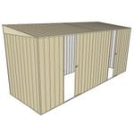 Build-a-Shed 1.5 x 4.5 x 2m Dual Single Sliding Side Door Skillion Shed - Cream