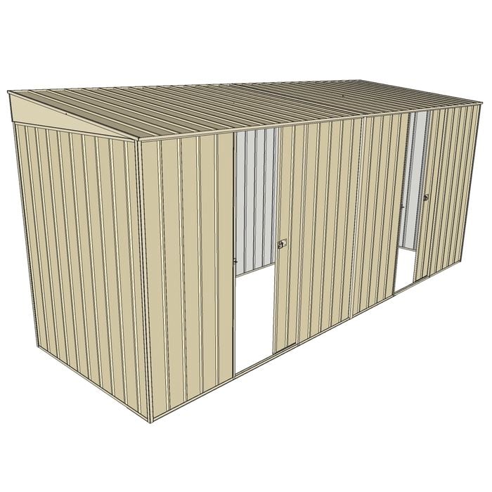 Build-a-Shed 1.5 x 4.5 x 2m Dual Single Sliding Side Door Skillion Shed - Cream