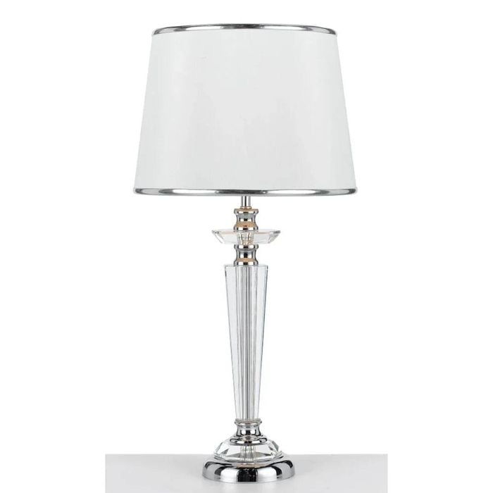 Telbix Diana Modern Table Desk Lamp Light Metal Fabric Acrylic Clear Chrome White