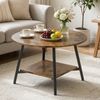 Ufurniture 73cm Round Coffee Table With 2-tier Storage Modern Sofa Tea Table Dining End Side Table Rustic Brown