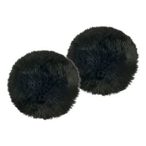 2pk Huxford Grove The Gulgong Long Wool Sheepskin Seat Pad - Black