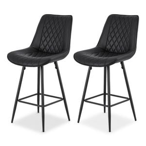 Artiss 2x Bar Stools Kitchen Dining Diamond PU Leather Black