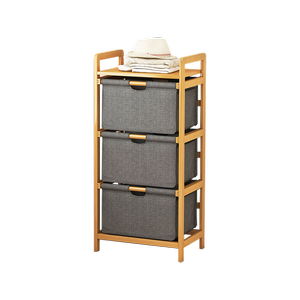 Bamboo Shelf with Storage Hamper with Removable Bags
