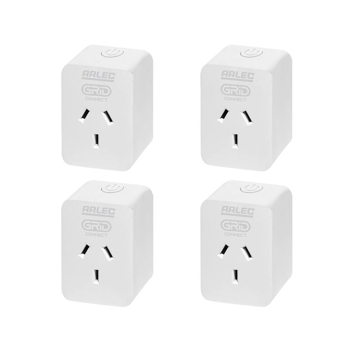 Arlec White Grid Connect Smart Plug in Socket with Energy Meter - 4 Pack