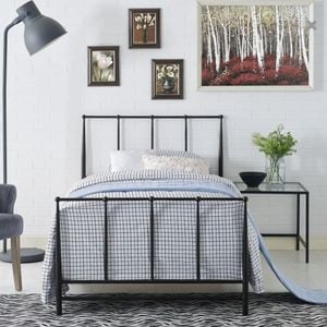 Istyle Kathy Double Bed Frame Metal Grey Black