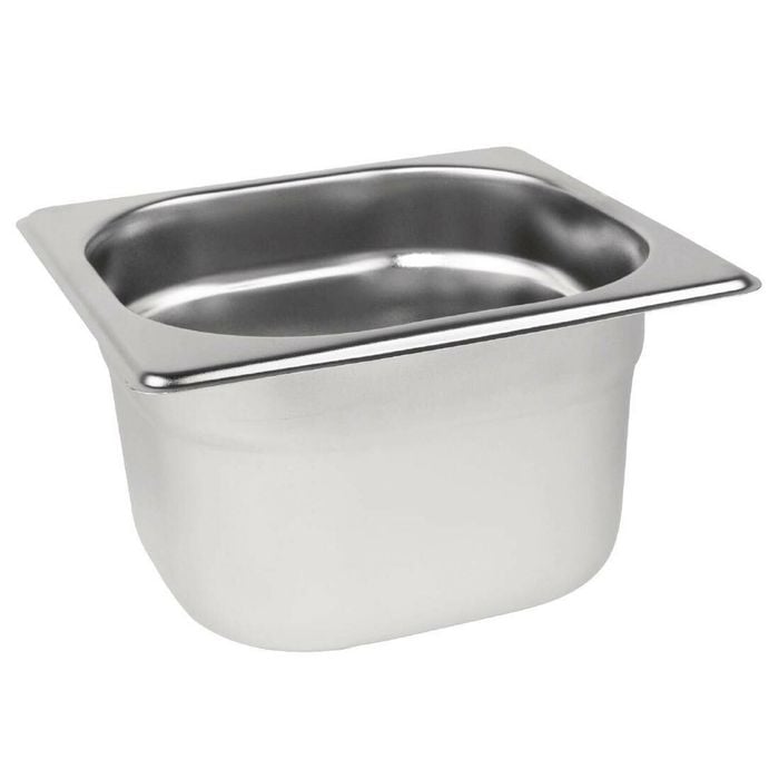 Vogue Gastronorm Tray Stainless Steel 1/6 100mm Deep Commercial Kitchen Food Storage Pan