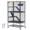 VEVOR Rolling Metal Ferret Cage Black Large 4-Tier with Ramps & Tray for Pet
