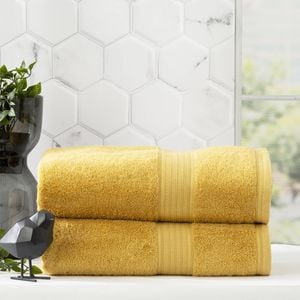 2pc Renee Taylor Stella 650gsm Super Soft Bamboo Cotton Bath Sheet Mustard