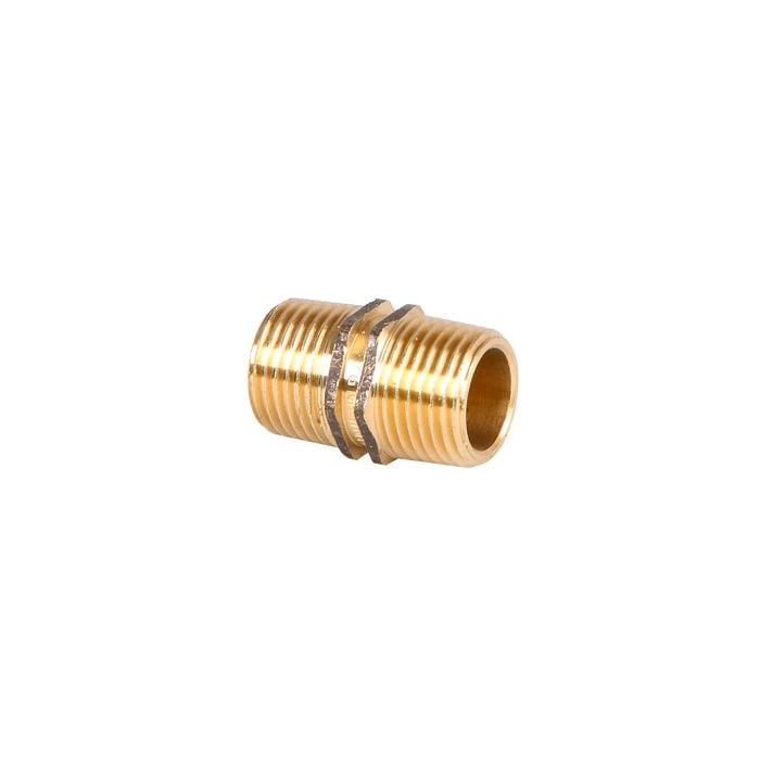 Kinetic 15mm Brass Threaded Hexagon Nipple