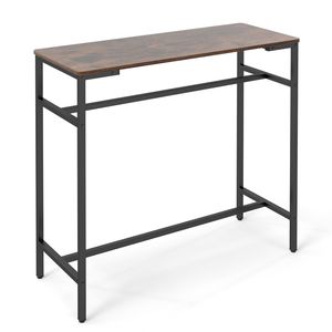 Costway 100 cm Long Bar Table Counter Height Top Table Narrow Cocktail Desk-Brown