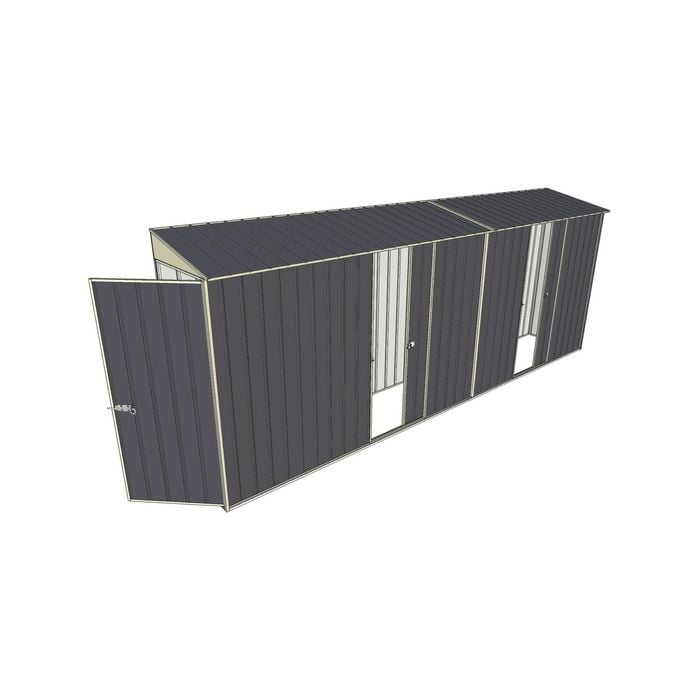 Build-a-Shed 0.8 x 5.2 x 2m Hinged Door Tunnel Shed with Dual Single Sliding Side Doors - Grey