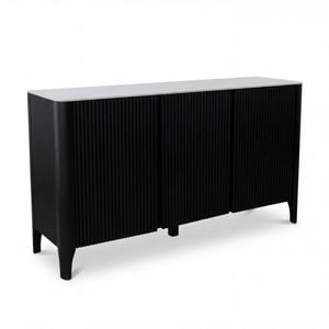 Valen 150cm Flute Buffet Table Ceramic Stone Top Black