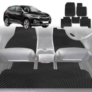 6D Diamond Car Floor Mats for Hyundai iX35 2010-2015-Full Set-Black-Outback GT