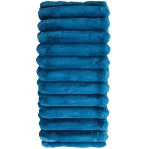 LVD Faux Fur Prussian Puffer Decorative Throw Blanket 130x150cm Navy Blue