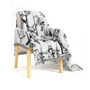 SOGA Four-seater White Sofa Cover Tree Print 180x420cm Polyester