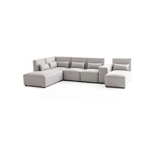 Foret 6 Seater Sofa Modular Corner Lounge Couch Fabric Left Chaise Ottoman Beige L Shape