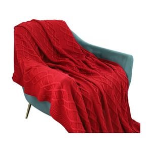 SOGA 130x180cm Red Christmas Chunky Yarn Woven Throw Blanket