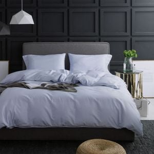 CottonMore 100% Cotton 650TC Sateen Silver Grey Quilt Cover Set - King